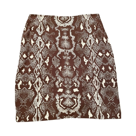 J. McLaughlin Brown and Ivory Snake Print Pencil Skirt Stretch Size 6 - Picture 2 of 4
